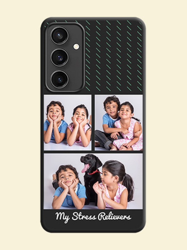 Cross Dotted Pattern with 2 Image Holder on Personalised Space Black Soft Matte Cases - Galaxy S23 FE 5G