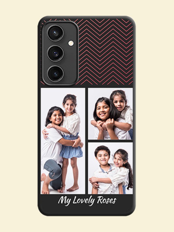 Wave Pattern with 3 Image Holder on Space Black Custom Soft Matte Back Cover - Galaxy S23 FE 5G
