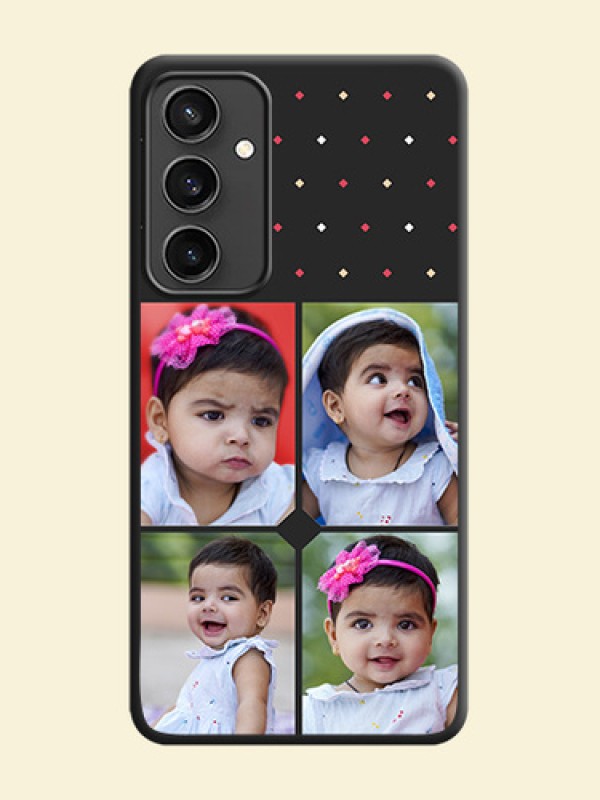 Multicolor Dotted Pattern with 4 Image Holder on Space Black Custom Soft Matte Phone Cases - Galaxy S23 FE 5G