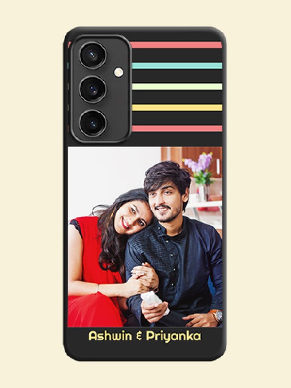 Color Stripes with Photo and Text - Photo on Space Black Soft Matte Mobile Case - Galaxy S23 FE 5G