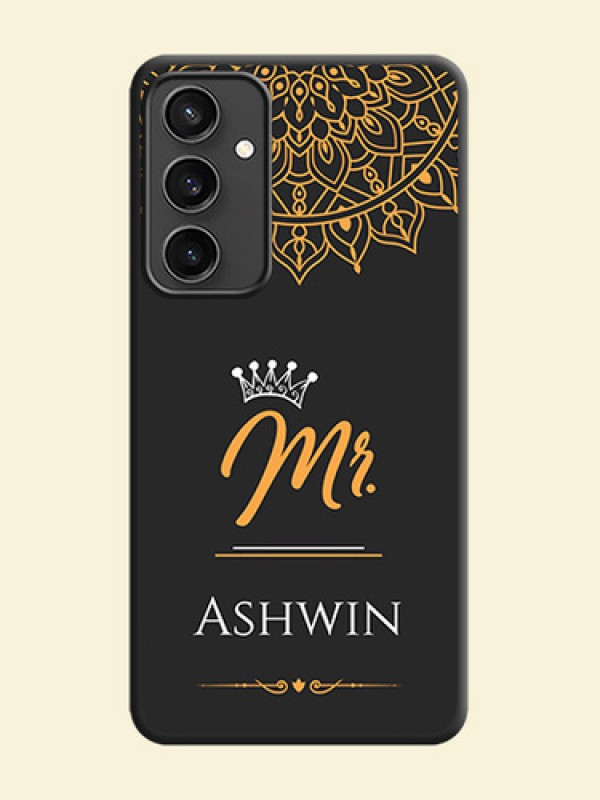 Mr Name with Floral Design on Personalised Space Black Soft Matte Cases - Galaxy S23 FE 5G