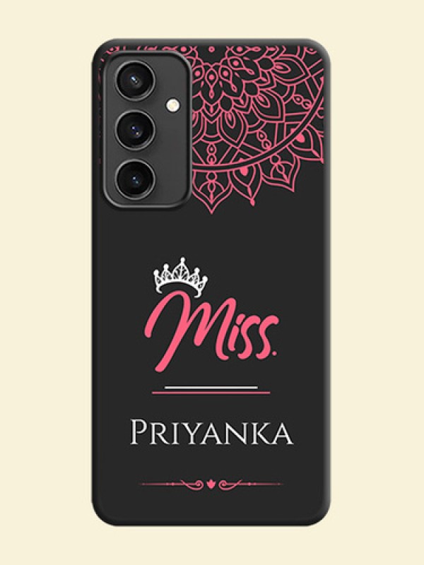 Mrs Name with Floral Design on Space Black Personalized Soft Matte Phone Covers - Galaxy S23 FE 5G
