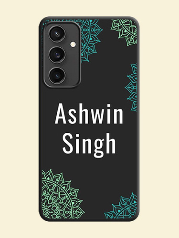Your Name with Floral Design on Space Black Custom Soft Matte Back Cover - Galaxy S23 FE 5G