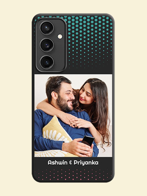 Faded Dots with Grunge Photo Frame and Text on Space Black Custom Soft Matte Phone Cases - Galaxy S23 FE 5G