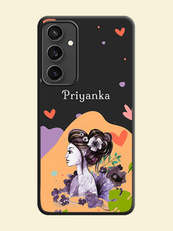 Namecase For Her With Fancy Lady Image On Space Black Personalized Soft Matte Phone Covers - Galaxy S23 FE 5G