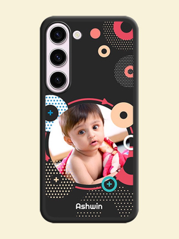 Multicoloured Round Image on Personalised Space Black Soft Matte Cases - Samsung Galaxy S23 Plus 5G