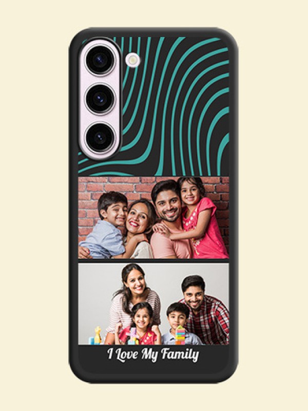 Wave Pattern with 2 Image Holder on Space Black Personalized Soft Matte Phone Covers - Samsung Galaxy S23 Plus 5G