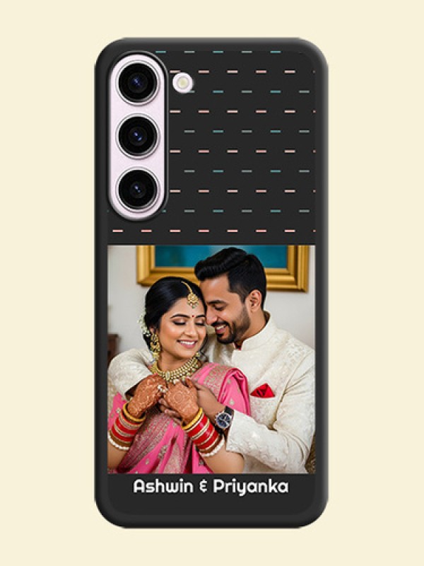 Line Pattern Design with Text on Space Black Custom Soft Matte Phone Back Cover - Samsung Galaxy S23 Plus 5G