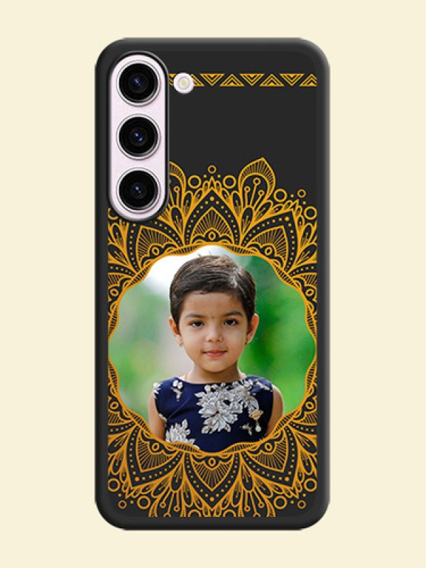 Round Image with Floral Design on Photo on Space Black Soft Matte Mobile Cover - Samsung Galaxy S23 Plus 5G
