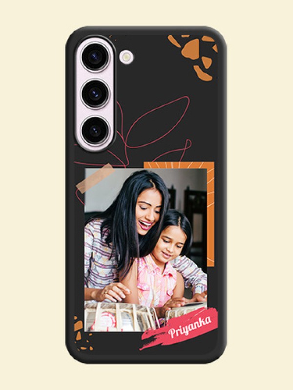 Orange Photo Frame on Space Black Custom Soft Matte Phone Back Cover - Samsung Galaxy S23 Plus 5G