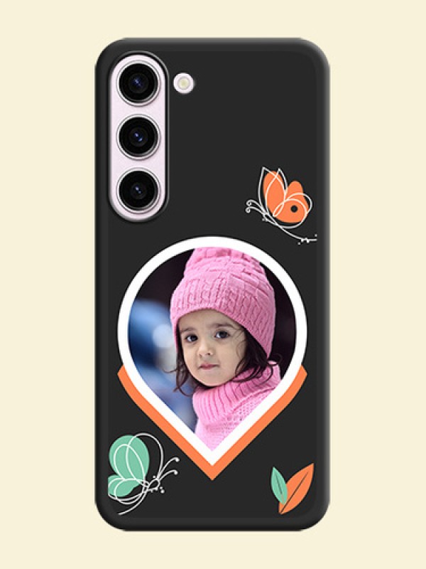 Upload Pic With Simple Butterly Design On Space Black Personalized Soft Matte Phone Covers -Samsung Galaxy S23 Plus 5G