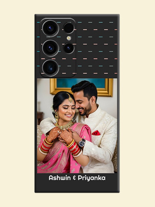 Line Pattern Design with Text on Space Black Custom Soft Matte Phone Back Cover - Samsung Galaxy S23 Ultra 5G