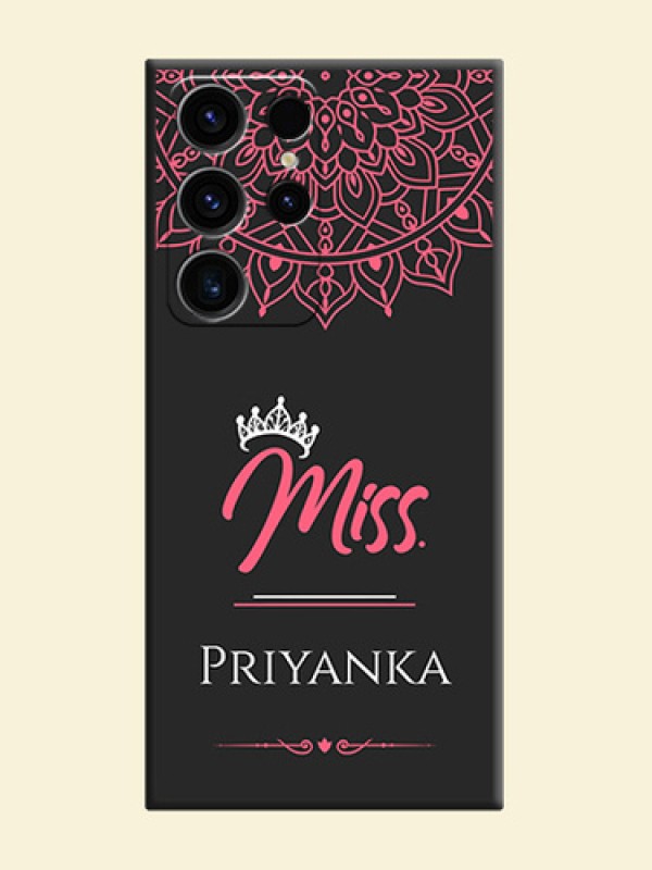 Mrs Name with Floral Design on Space Black Personalized Soft Matte Phone Covers - Samsung Galaxy S23 Ultra 5G