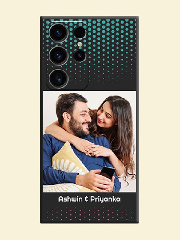 Faded Dots with Grunge Photo Frame and Text on Space Black Custom Soft Matte Phone Cases - Samsung Galaxy S23 Ultra 5G