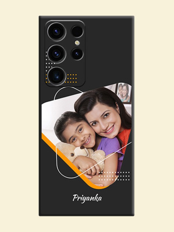 Yellow Triangle on Photo on Space Black Soft Matte Phone Cover - Samsung Galaxy S23 Ultra 5G