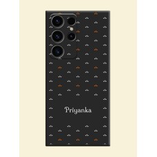 Simple Pattern With Custom Text On Space Black Personalized Soft Matte Phone Covers -Samsung Galaxy S23 Ultra 5G