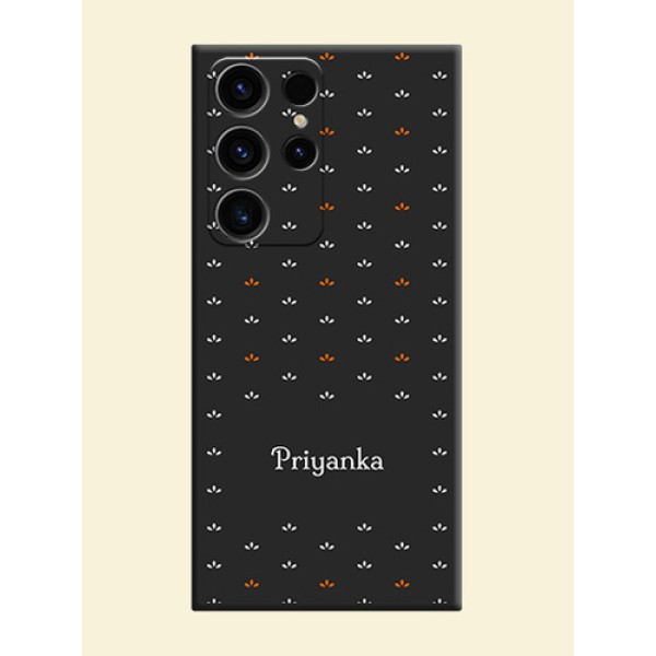 Simple Pattern With Custom Text On Space Black Personalized Soft Matte Phone Covers -Samsung Galaxy S23 Ultra 5G