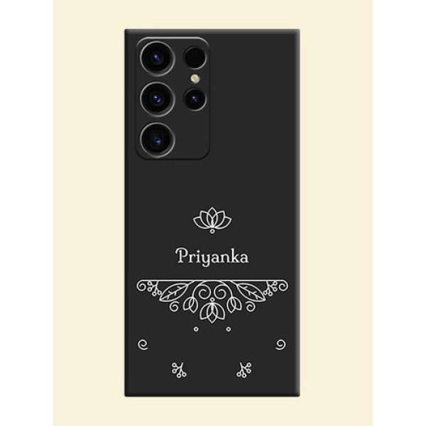 Lotus Garden Custom Text On Space Black Personalized Soft Matte Phone Covers -Samsung Galaxy S23 Ultra 5G