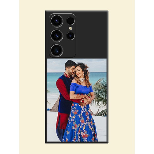 Image Upload With Space Black Color On Custom Soft Matte Mobile Back Cover - Samsung Galaxy S23 Ultra 5G