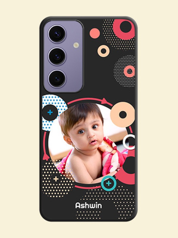 Multicoloured Round Image on Personalised Space Black Soft Matte Cases - Galaxy S24 5G