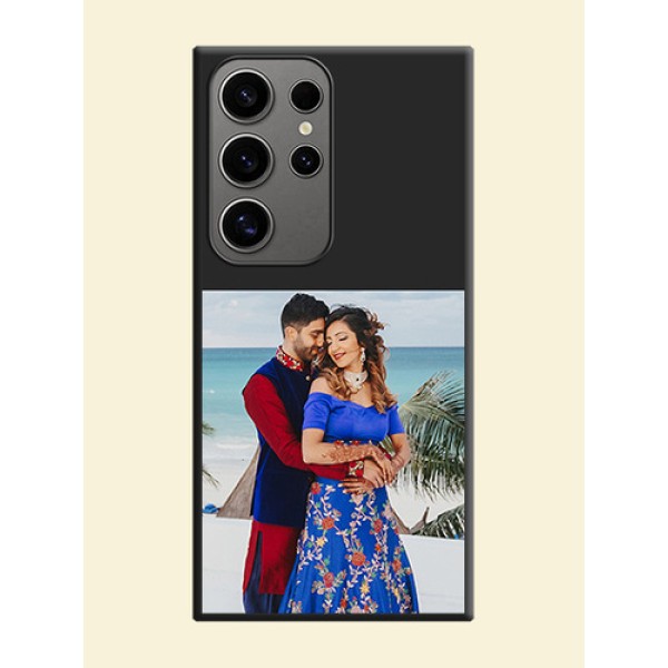 Image Upload With Space Black Color On Custom Soft Matte Mobile Back Cover - Samsung Galaxy S24 Ultra 5G