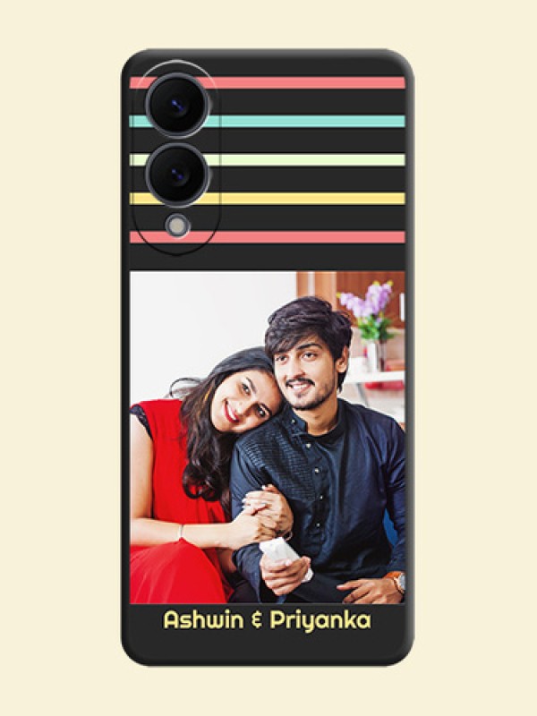 Color Stripes with Photo and Text on Photo On Space Black Custom Soft Matte Mobile Back Cover - Samsung Galaxy S25 Edge 5G