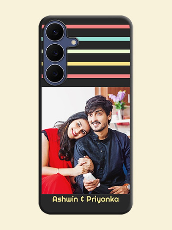 Color Stripes with Photo and Text on Photo On Space Black Custom Soft Matte Mobile Back Cover - Samsung Galaxy S25 FE 5G