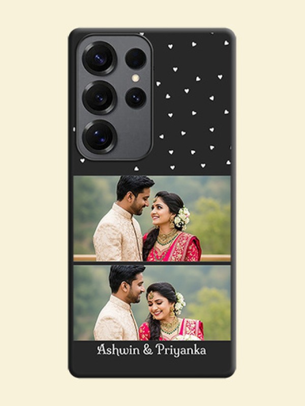 Miniature Love Symbols with Name On Space Black Custom Soft Matte Mobile Back Cover - Galaxy S25 Ultra 5G