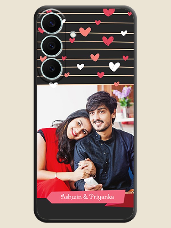Love Pattern with Name on Pink Ribbon on Photo On Space Black Custom Soft Matte Mobile Back Cover - Samsung Galaxy S26 FE 5G