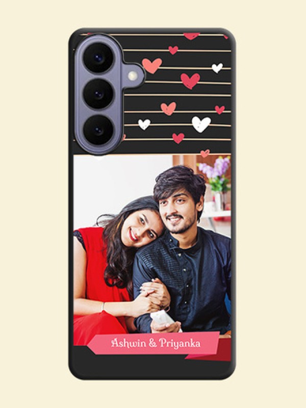 Love Pattern with Name on Pink Ribbon on Photo On Space Black Custom Soft Matte Mobile Back Cover - Samsung Galaxy S26 Plus 5G