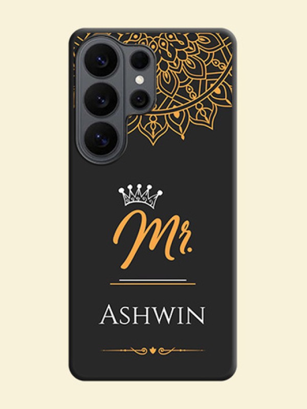 Mr Name with Floral Design On Space Black Custom Soft Matte Mobile Back Cover - Samsung Galaxy S26 Ultra 5G