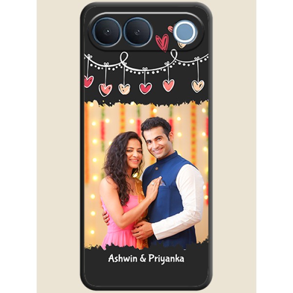 Pink Love Hangings with Name On Space Black Custom Soft Matte Mobile Back Cover - Vivo S2 5G Pink Love Hangings with Name On Space Black Custom Soft Matte Mobile Back Cover - Vivo S2 5G