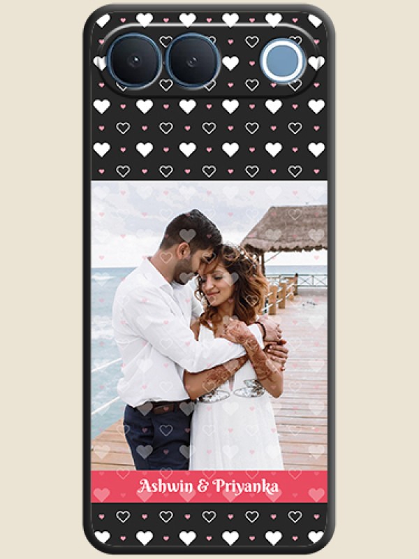 White Color Love Symbols with Text Design on Photo On Space Black Custom Soft Matte Mobile Back Cover - Vivo S2 5G