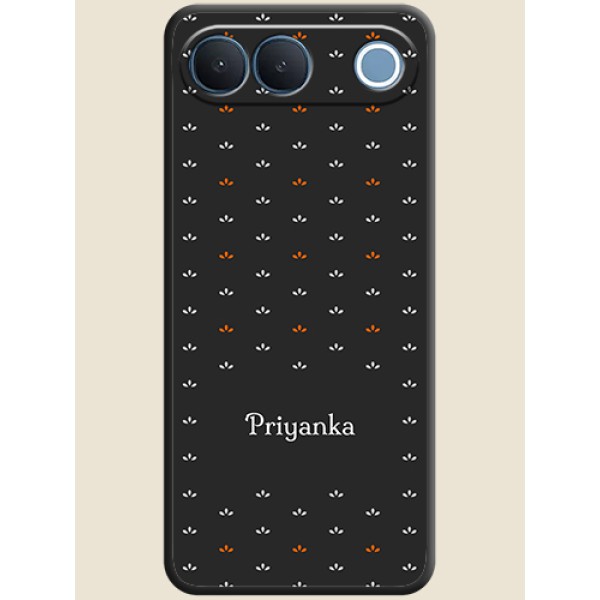 Simple Pattern With Custom Text On Space Black Custom Soft Matte Mobile Back Cover - Vivo S2 5G