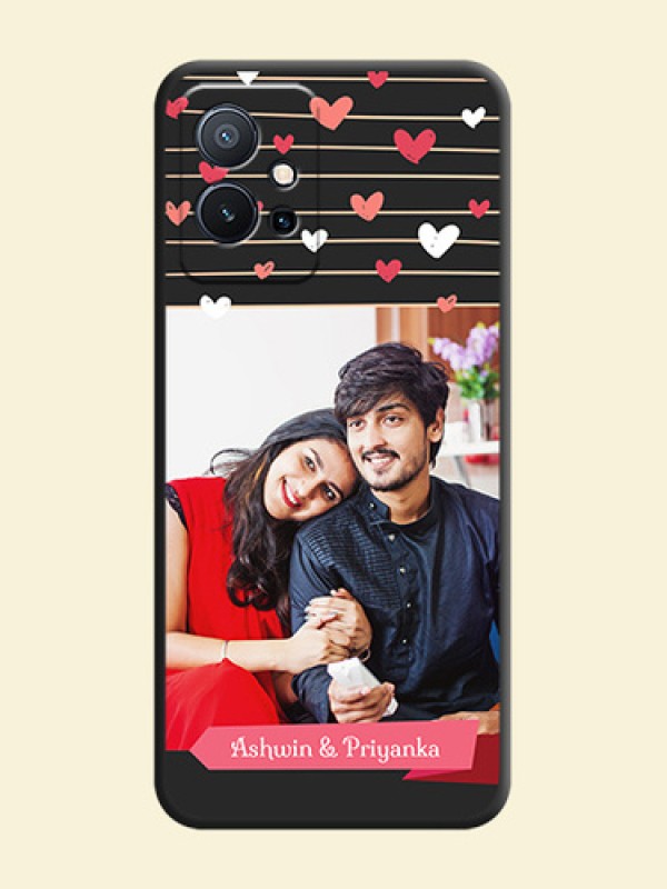 Love Pattern with Name on Pink Ribbon  on Photo on Space Black Soft Matte Back Cover - Vivo T1 5G