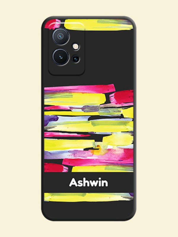 Brush Coloured on Space Black Personalized Soft Matte Phone Covers - Vivo T1 5G