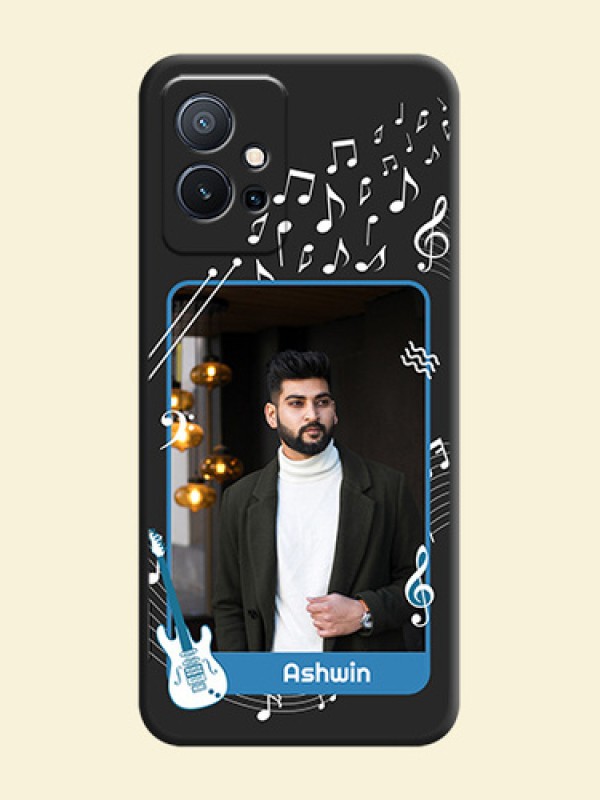 Musical Theme Design with Text on Photo on Space Black Soft Matte Mobile Case - Vivo T1 5G