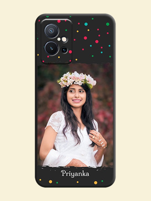 Multicolor Dotted Pattern with Text on Space Black Custom Soft Matte Phone Back Cover - Vivo T1 5G