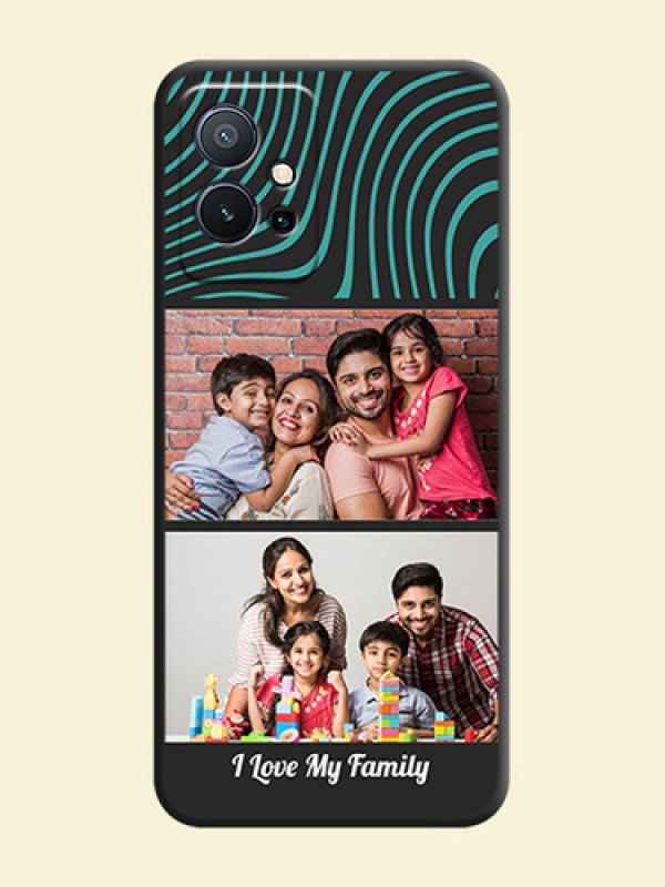 Wave Pattern with 2 Image Holder on Space Black Personalized Soft Matte Phone Covers - Vivo T1 5G