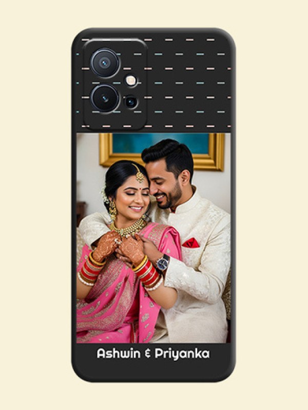 Line Pattern Design with Text on Space Black Custom Soft Matte Phone Back Cover - Vivo T1 5G