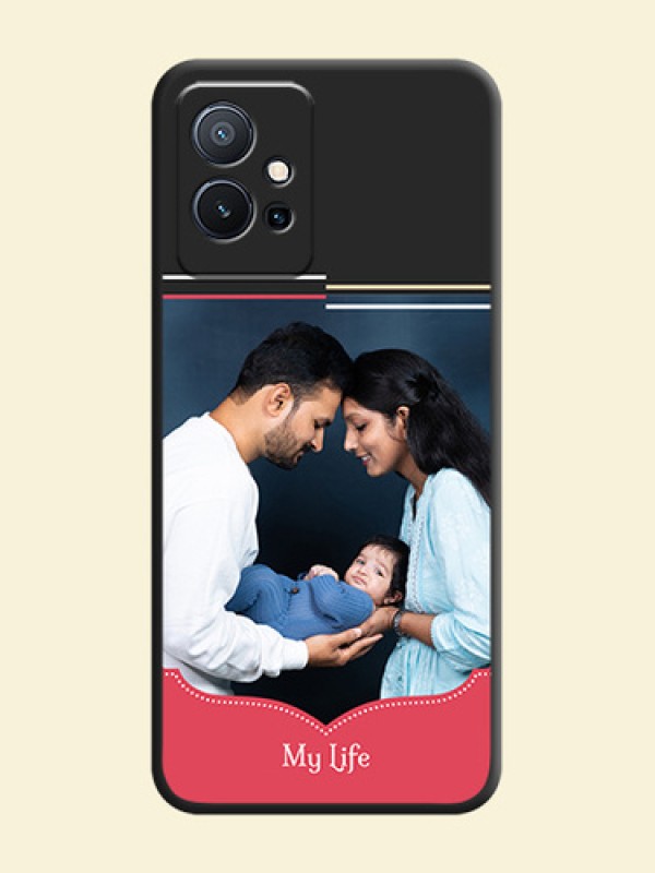 Classic Plain Design with Name on Photo on Space Black Soft Matte Phone Cover - Vivo T1 5G