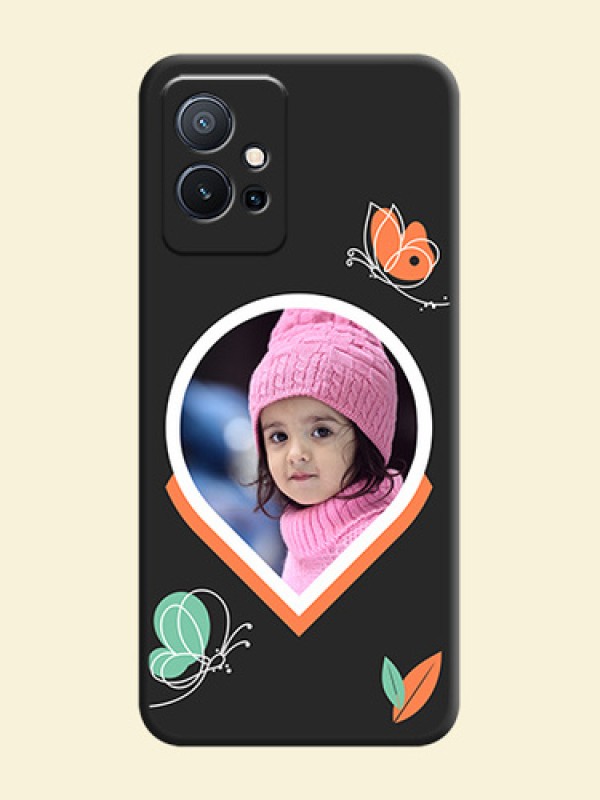 Upload Pic With Simple Butterly Design On Space Black Personalized Soft Matte Phone Covers -Vivo T1 5G