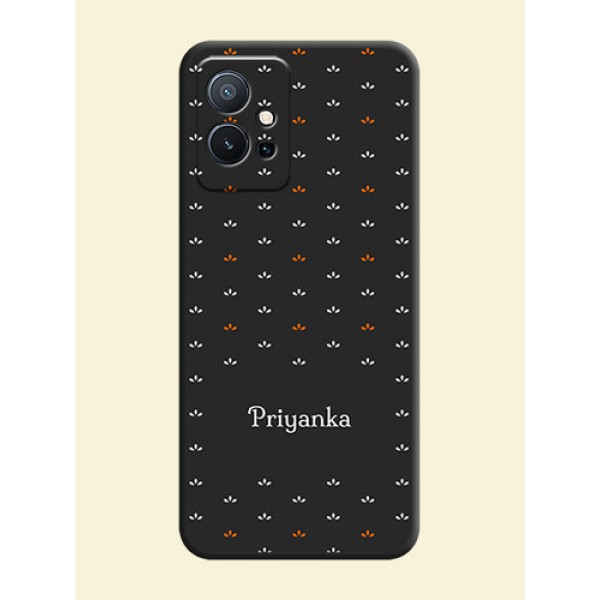 Simple Pattern With Custom Text On Space Black Personalized Soft Matte Phone Covers -Vivo T1 5G