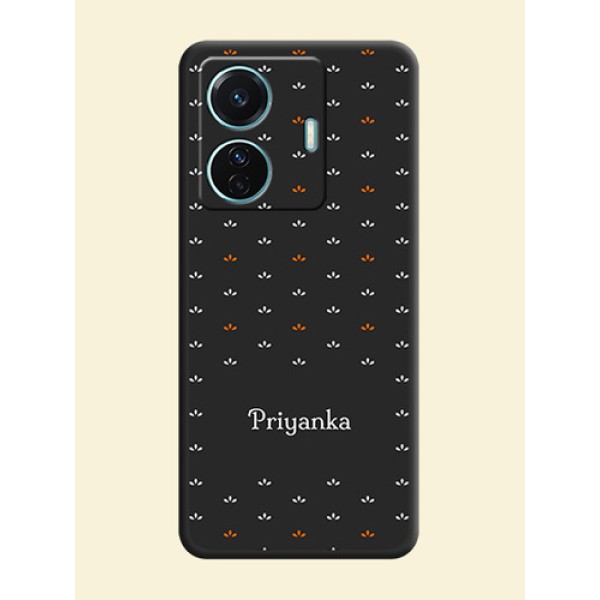 Simple Pattern With Custom Text On Space Black Personalized Soft Matte Phone Covers -Vivo T1 Pro 5G