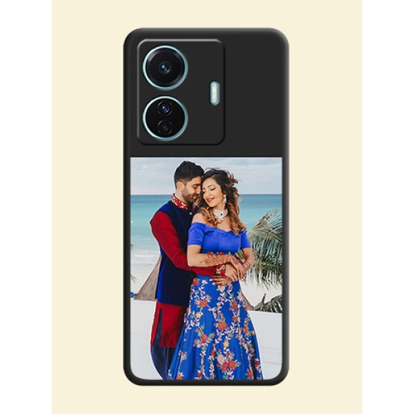 Image Upload With Space Black Color On Custom Soft Matte Mobile Back Cover - Vivo T1 Pro 5G