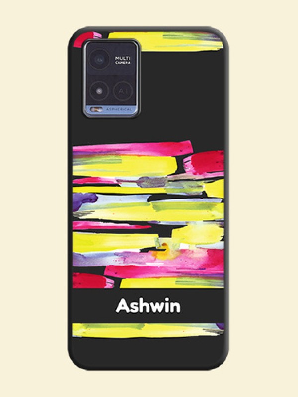 Brush Coloured on Space Black Personalized Soft Matte Phone Covers - Vivo T1x