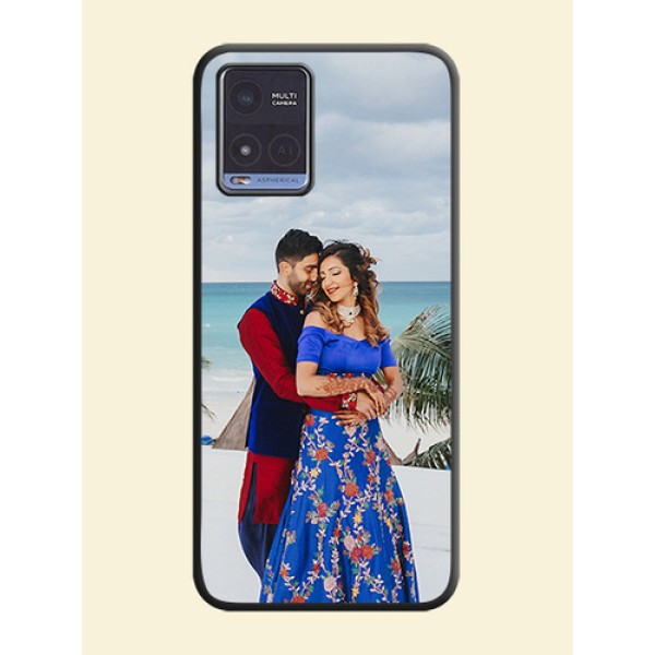 Full Single Pic Upload On Space Black Personalized Soft Matte Phone Covers -Vivo T1X
