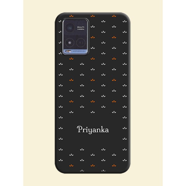 Simple Pattern With Custom Text On Space Black Personalized Soft Matte Phone Covers -Vivo T1X
