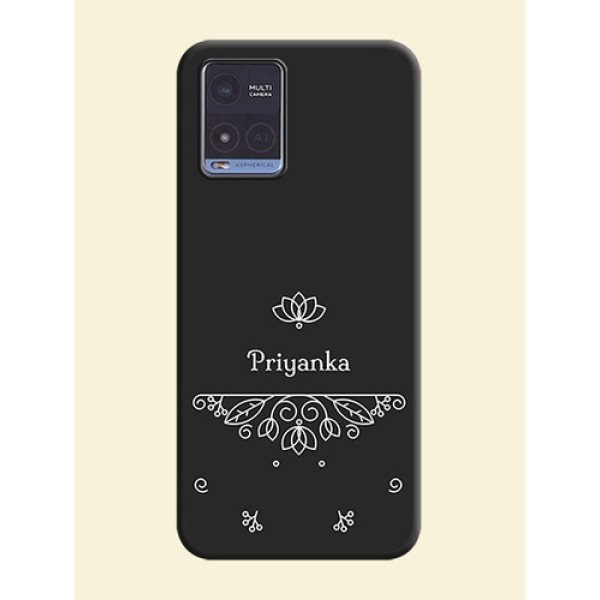 Lotus Garden Custom Text On Space Black Personalized Soft Matte Phone Covers -Vivo T1X