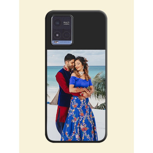 Image Upload With Space Black Color On Custom Soft Matte Mobile Back Cover - Vivo T1X